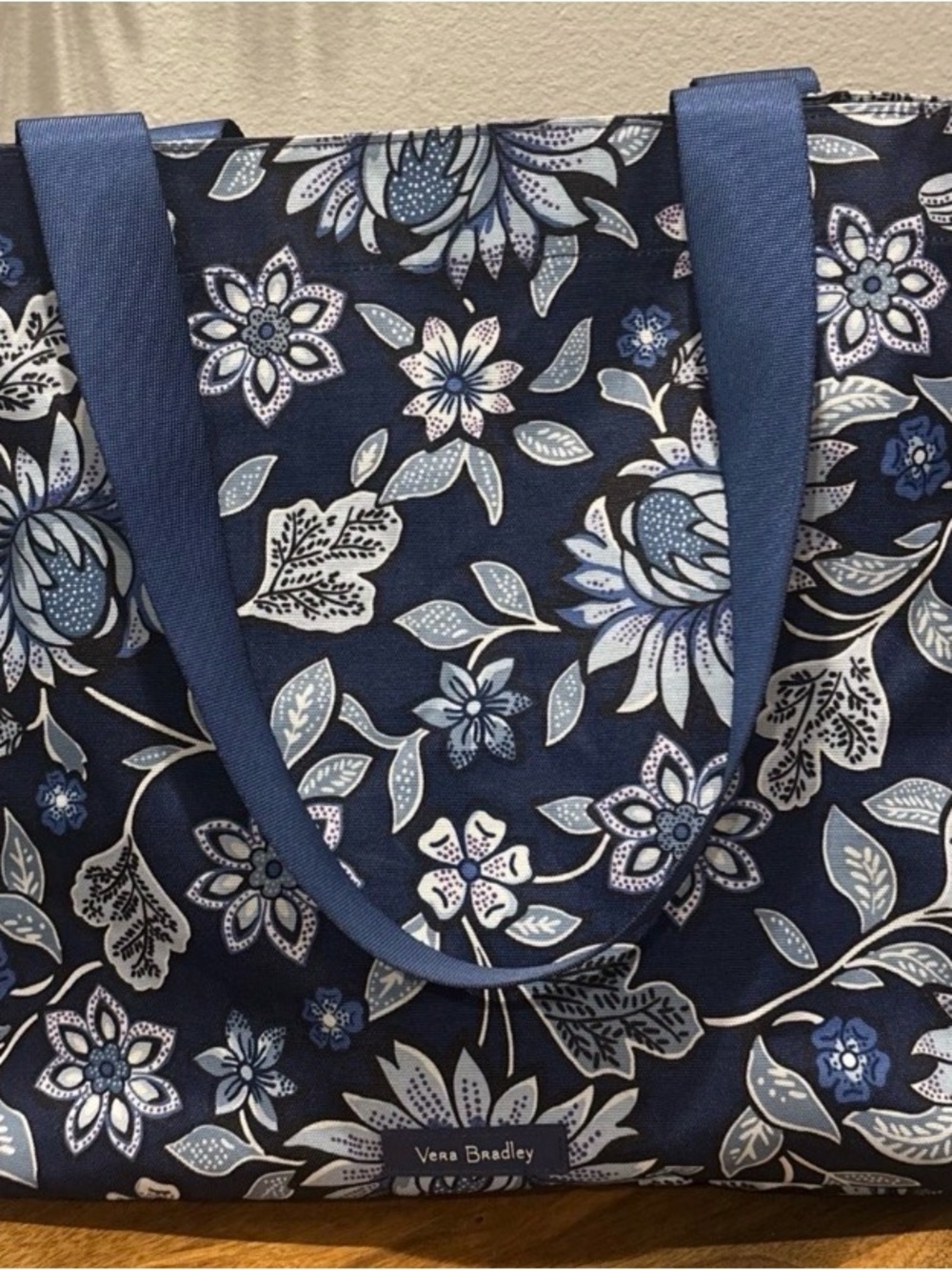 Vera Bradley Blue Floral Tote with Light Blue Accents